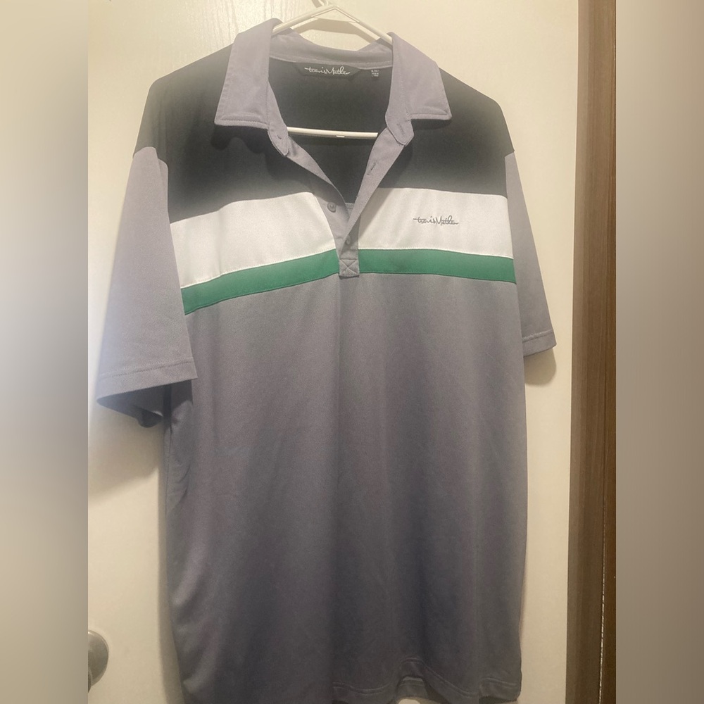 Travis Mathew Gray and Green Polo Shirt Sporty Design